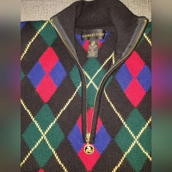 Vintage Mens Classiques Entier Sweater Argyle Sweater Extrafine Merino Wool M - Picture 2 of 4